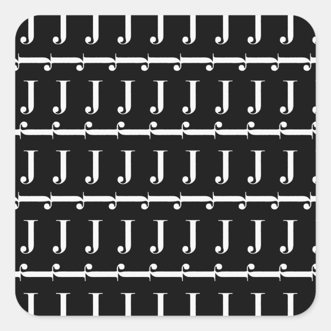 Adesivo Quadrado Monograma - Letra Inicial J (Frente)