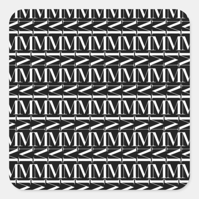 Adesivo Quadrado Monograma - Letra Inicial M (Frente)