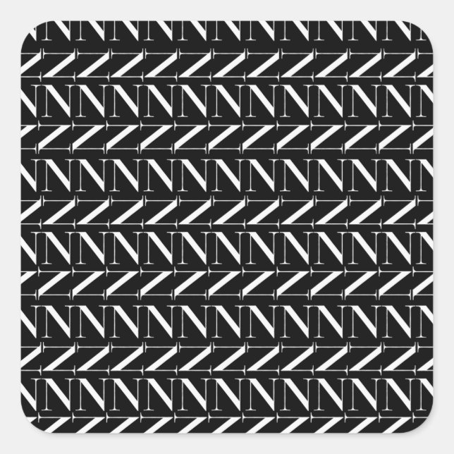 Adesivo Quadrado Monograma - Letra inicial N (Frente)