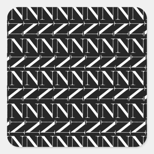 Adesivo Quadrado Monograma - Letra inicial N (Frente)