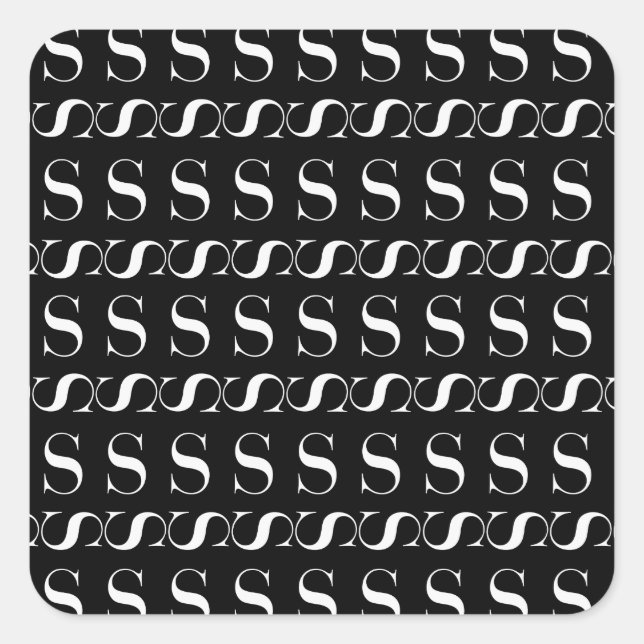Adesivo Quadrado Monograma - Letra Inicial S (Frente)