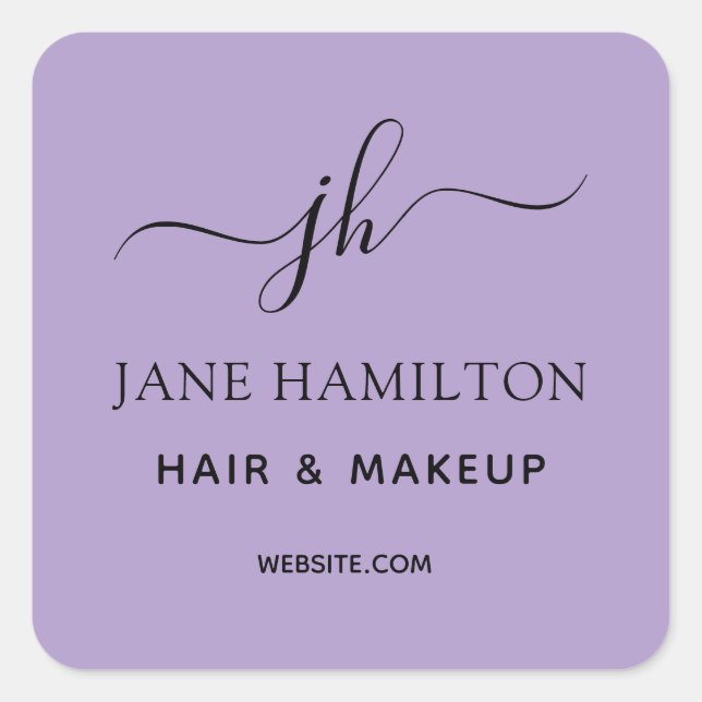 Adesivo Quadrado Monograma Logotipo Comercial Roxo (Frente)