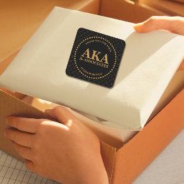 Adesivo Quadrado Monograma Logotipo Preto Dourado Trellis Obrigado 