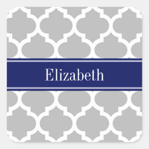 Adesivo Quadrado Monograma marroquino do nome dos azuis marinhos #5