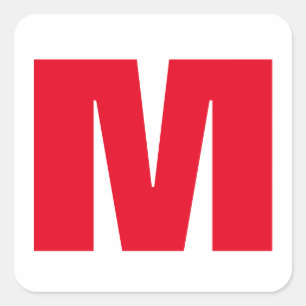Adesivo Quadrado Monograma Minimalista Moderno Vermelho Branco