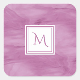 Adesivo Quadrado Monograma Moderno de Mármore Sutil Roxo Simples