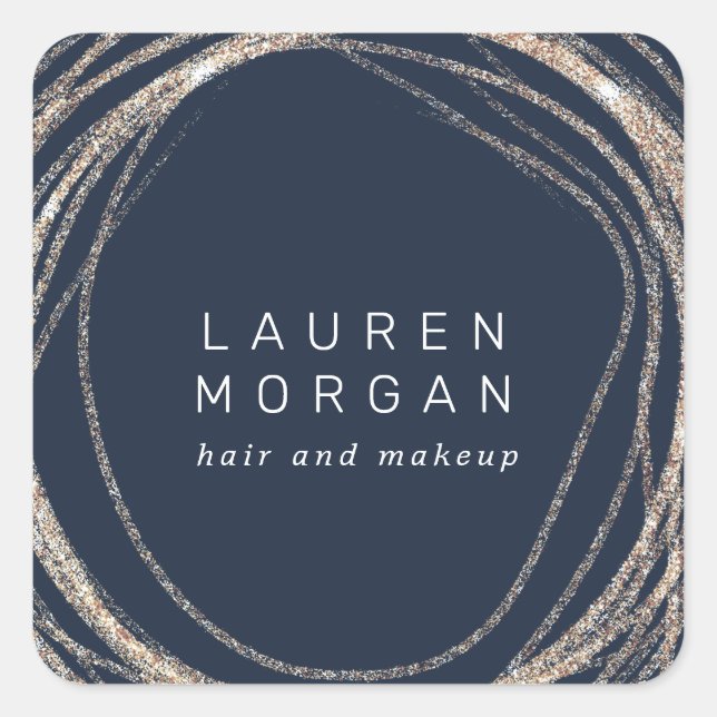 Adesivo Quadrado monograma moderno do abstrato de ouro faux (Frente)