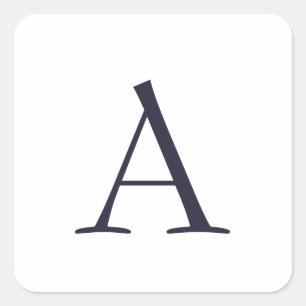 Adesivo Quadrado Monograma Moderno Simples Azul Inicial