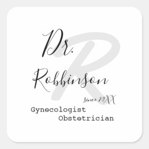 Adesivo Quadrado Monograma Obgyn Obstetrícia Ginecologista Personal