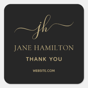 Adesivo Quadrado Monograma Obrigado Logotipo de Negócio Vinheta Qua