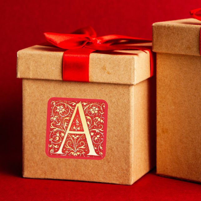 Adesivo Quadrado Monograma ornamental antigo - A maiúsculo (Criador carregado)