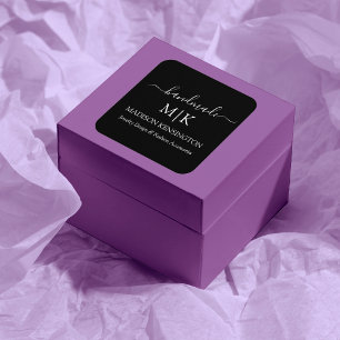 Adesivo Quadrado Monograma ou adição de logotipo preto