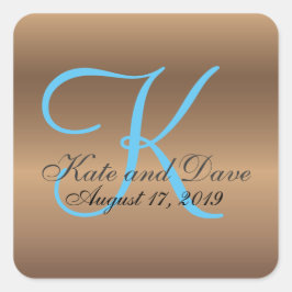 Adesivo Quadrado Monograma 🔑 Pecan de Na moda de bronze