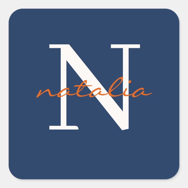 Adesivo Quadrado monograma personalizado (Frente)