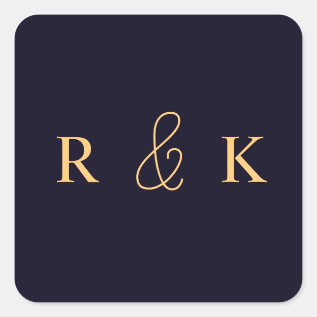 Adesivo Quadrado Monograma personalizado coral e rosa (Frente)