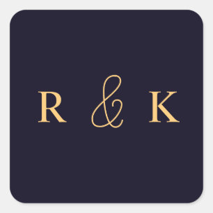 Adesivo Quadrado Monograma personalizado coral e rosa