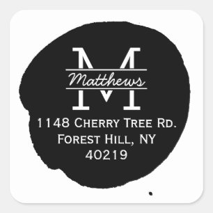 Adesivo Quadrado Monograma Personalizado do Na moda Ink Splatter