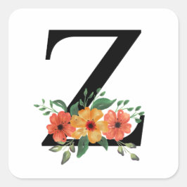 Adesivo Quadrado Monograma Personalizado Floral