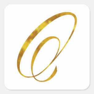 Adesivo Quadrado Monograma personalizado O Faux Gold Foil Monograma