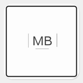 Adesivo Quadrado Monograma preto branco simples profissional