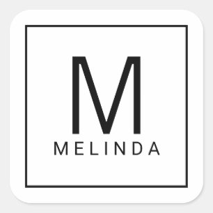Adesivo Quadrado Monograma preto e branco