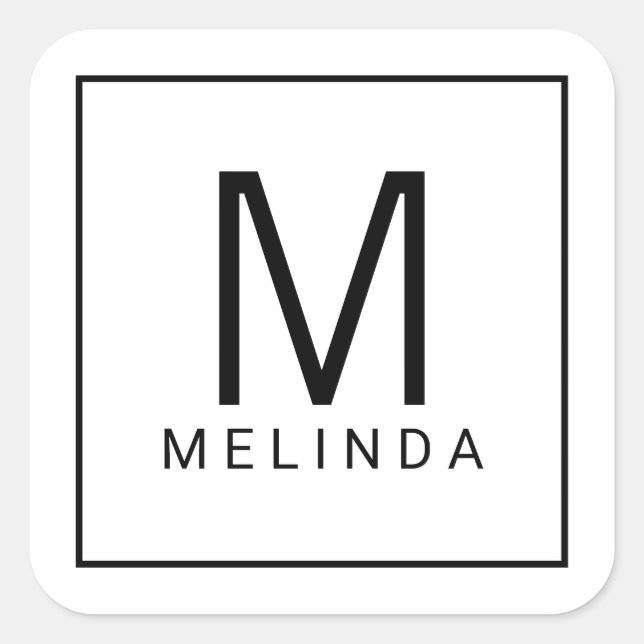 Adesivo Quadrado Monograma preto e branco (Frente)