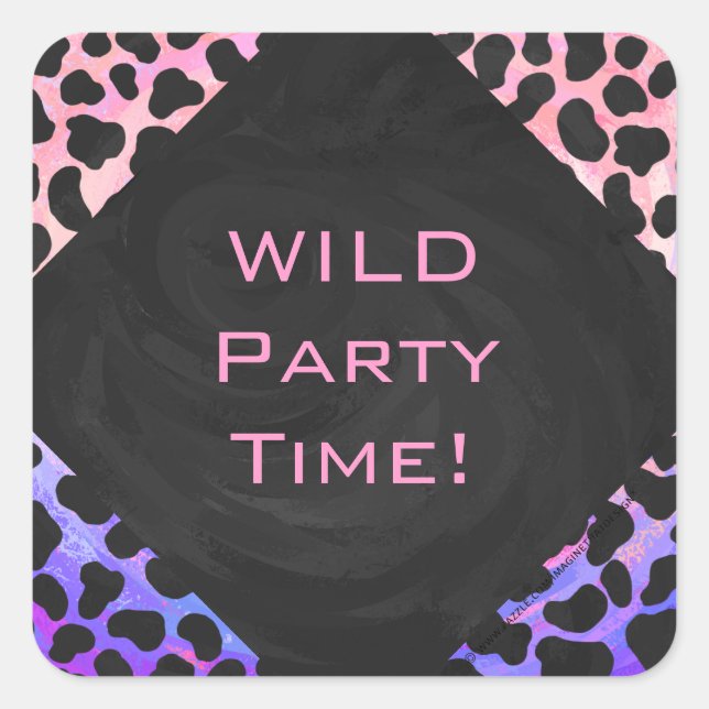 Adesivo Quadrado Monograma, preto-e-rosa Dalmático (Frente)