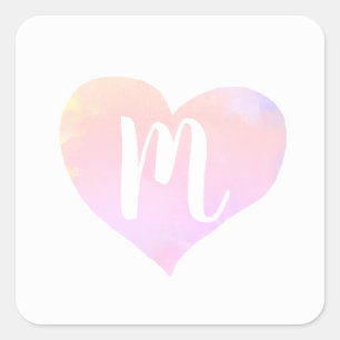 Adesivo Quadrado monograma rosa amor coração