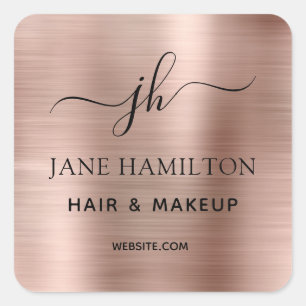 Adesivo Quadrado Monograma Rosa Esbranquiçado Logotipo Comercial Vi