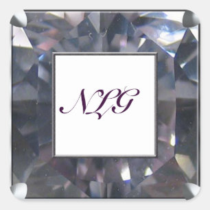 Adesivo Quadrado Monograma Roxo Gem