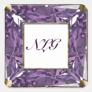 Adesivo Quadrado Monograma Roxo Gem