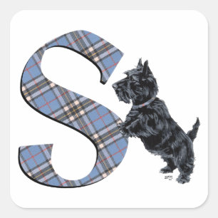 Adesivo Quadrado Monograma S do Terrier Escocês