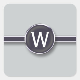Adesivo Quadrado Monograma Silver Foil Tywrite - Letra