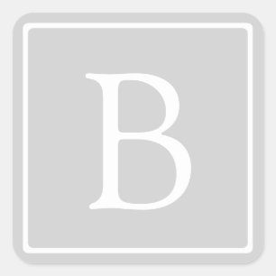 Adesivo Quadrado Monograma Simples Cinza Claro