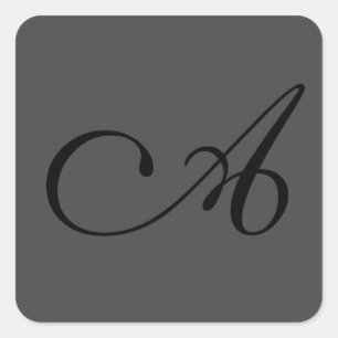 Adesivo Quadrado Monograma Simples de Cinzas Modernas Adicionar Seu