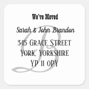 Adesivo Quadrado Monograma Simples - Mudamos o lançamento