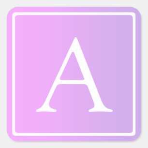Adesivo Quadrado Monograma Simples Sutil Rosa/Púrpura