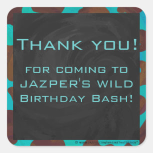 Adesivo Quadrado Monograma - Vaca castanha e Impressão