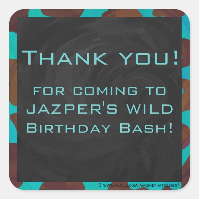 Adesivo Quadrado Monograma - Vaca castanha e Impressão (Frente)