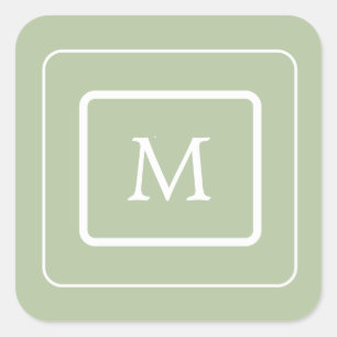 Adesivo Quadrado monograma verde suculento moderno
