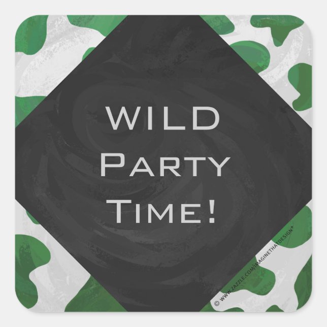 Adesivo Quadrado Monograma Verde-Vaca e Branco (Frente)