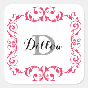 Adesivo Quadrado Monograma Vermelho