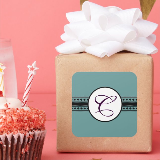 Adesivo Quadrado Monograma Wedding Star Borders (Festa)