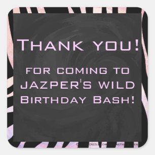 Adesivo Quadrado Monograma Zebra Preto e Rosa