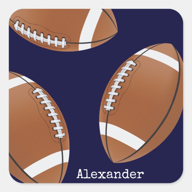 Adesivo Quadrado Monogramas Marinho de futebol azul (Frente)