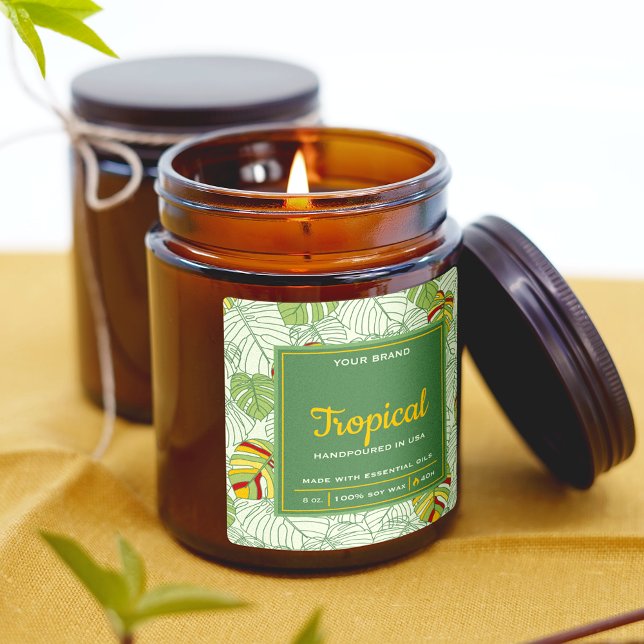 Adesivo Quadrado Monstera Tropical Deixa a Vela Verde Quadrada (Criador carregado)