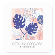 Monstera Tropical Moderna Peach/Blue