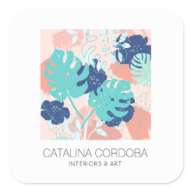 Monstera Tropical Moderna Peach/Mint