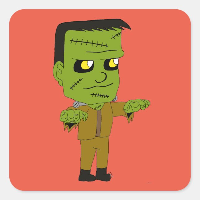 Adesivo Quadrado monstro de chibi (Frente)