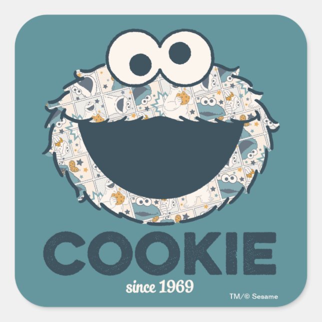 Adesivo Quadrado Monstro de cookies | Cookie Desde 1969 (Frente)
